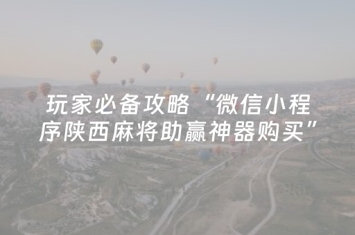 玩家必备攻略“微信小程序陕西麻将助赢神器购买”（透明器教程)