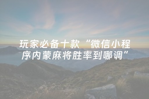 玩家必备十款“微信小程序内蒙麻将胜率到哪调”（辅助器通用版)