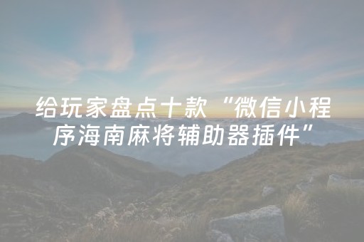 给玩家盘点十款“微信小程序海南麻将辅助器插件”（技巧和打好牌方法)