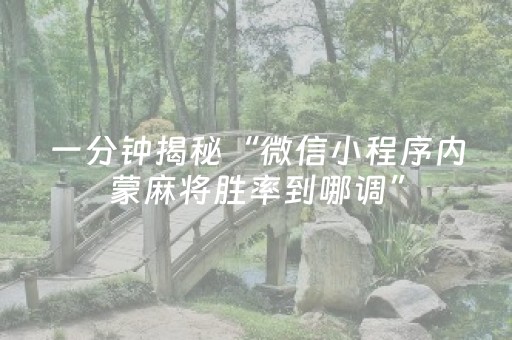 一分钟揭秘“微信小程序内蒙麻将胜率到哪调”（怎么让系统给自己好牌)
