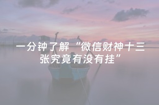 一分钟了解“微信财神十三张究竟有没有挂”（专用神器下载)