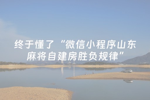 终于懂了“微信小程序山东麻将自建房胜负规律”（技巧和打好牌方法)