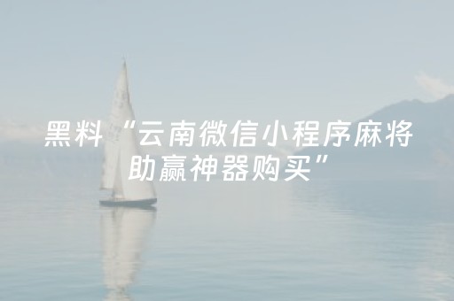 黑料“云南微信小程序麻将助赢神器购买”（软挂神器)