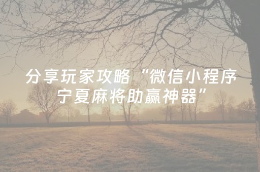 分享玩家攻略“微信小程序宁夏麻将助赢神器”（如何提高胜率)