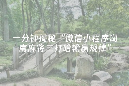 一分钟揭秘“微信小程序湖南麻将三打哈输赢规律”（好友房怎么才能赢)