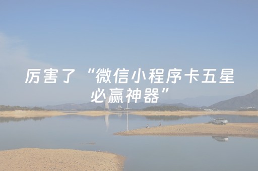 厉害了“微信小程序卡五星必赢神器”（外辅工具)