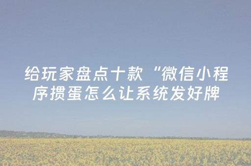 给玩家盘点十款“微信小程序掼蛋怎么让系统发好牌”（专用神器下载)