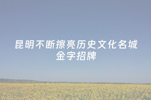 昆明不断擦亮历史文化名城金字招牌