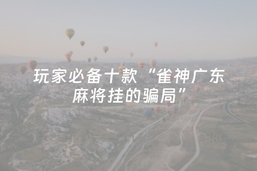 玩家必备十款“雀神广东麻将挂的骗局”（万能开挂神器)