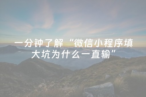 一分钟了解“微信小程序填大坑为什么一直输”（专用神器下载)