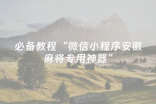 必备教程“微信小程序安徽麻将专用神器”（辅牌器插件购买)