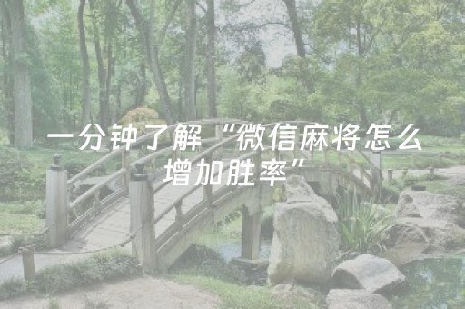 一分钟了解“微信麻将怎么增加胜率”（透明挂辅助器)