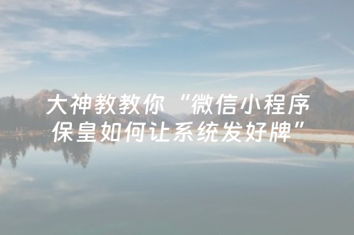 大神教教你“微信小程序保皇如何让系统发好牌”（通用挂软件多少钱)