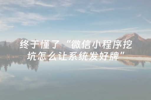 终于懂了“微信小程序挖坑怎么让系统发好牌”（AI辅助胡牌规则)