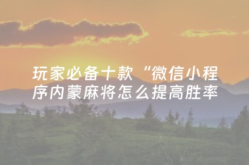 玩家必备十款“微信小程序内蒙麻将怎么提高胜率”（开挂辅助器插件)