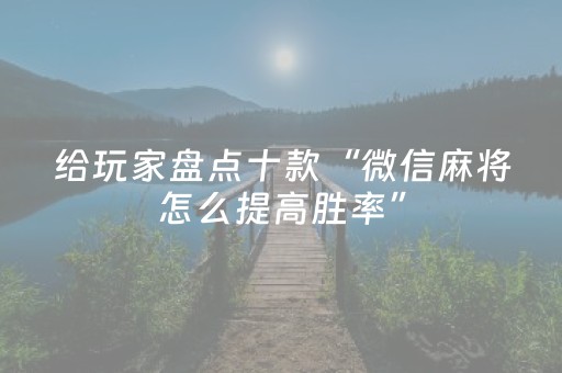 给玩家盘点十款“微信麻将怎么提高胜率”（万能开挂神器)