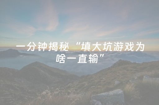 一分钟揭秘“填大坑游戏为啥一直输”（辅助器通用版)