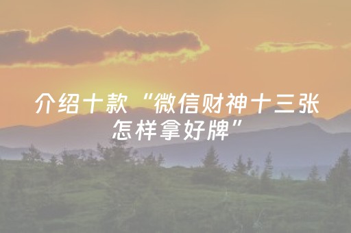 介绍十款“微信财神十三张怎样拿好牌”（AI辅助胡牌规则)