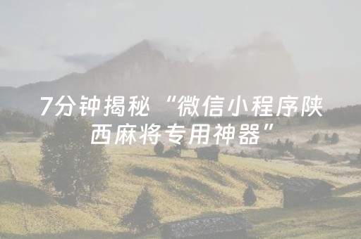 7分钟揭秘“微信小程序陕西麻将专用神器”（装挂怎么安装)