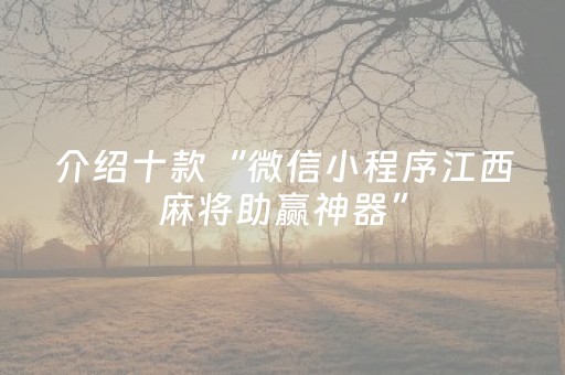 介绍十款“微信小程序江西麻将助赢神器”（开挂辅助器插件)