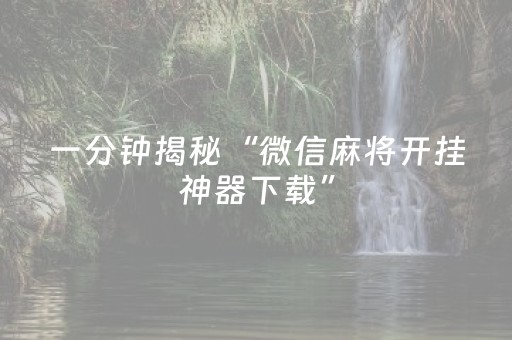 一分钟揭秘“微信麻将开挂神器下载”（输赢规律)