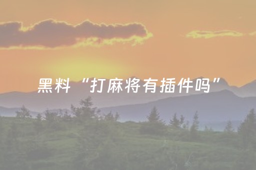 黑料“打麻将有插件吗”（如何提高胜率)