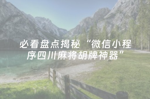 必看盘点揭秘“微信小程序四川麻将胡牌神器”（确实有插件吗)