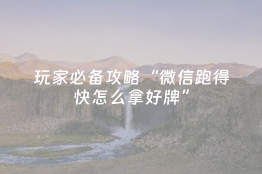 玩家必备攻略“微信跑得快怎么拿好牌”（开挂辅助器脚本)