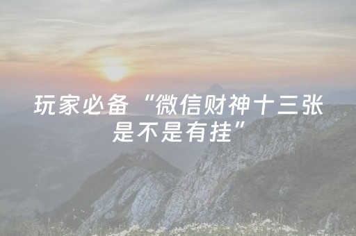 玩家必备“微信财神十三张是不是有挂”（提高胜率软件)