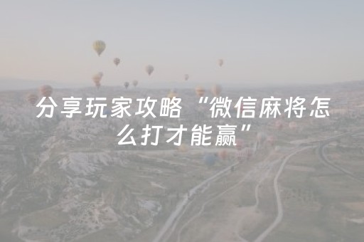分享玩家攻略“微信麻将怎么打才能赢”（辅助器下载)