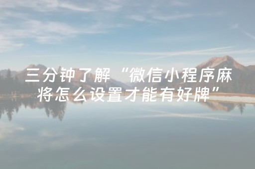 三分钟了解“微信小程序麻将怎么设置才能有好牌”（AI辅助胡牌规则)