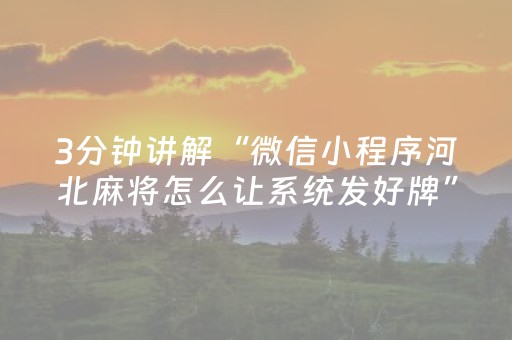 3分钟讲解“微信小程序河北麻将怎么让系统发好牌”（辅助神器免费)