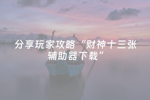 分享玩家攻略“财神十三张辅助器下载”（怎么增加胜率)