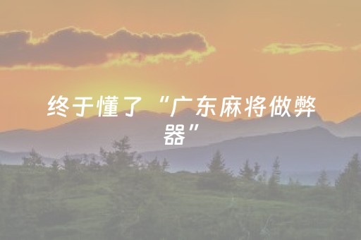 终于懂了“广东麻将做弊器”（免费辅助)