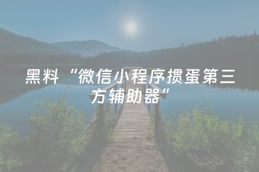 黑料“微信小程序掼蛋第三方辅助器”（辅助挂发牌规律)