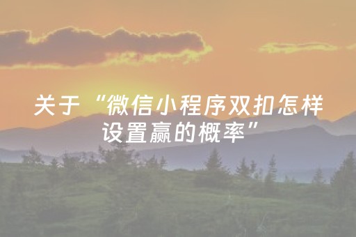 关于“微信小程序双扣怎样设置赢的概率”（开挂辅助器脚本)