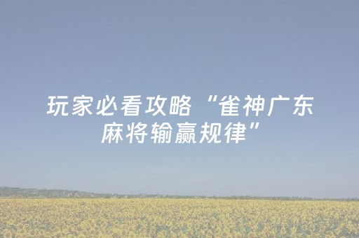 玩家必看攻略“雀神广东麻将输赢规律”（输赢有什么规律)