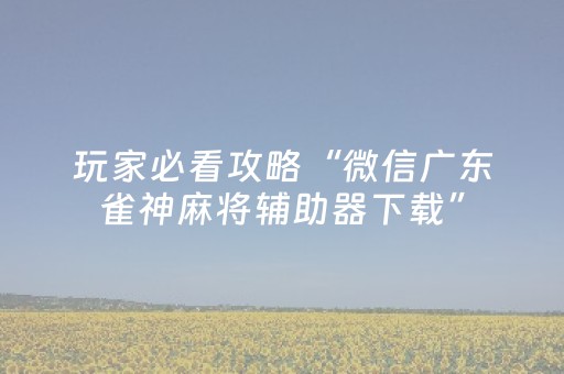 玩家必看攻略“微信广东雀神麻将辅助器下载”（怎么设置能有好牌)