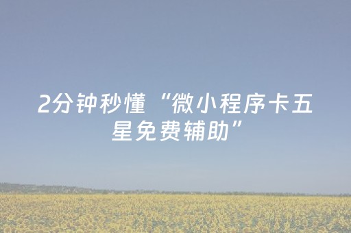 2分钟秒懂“微小程序卡五星免费辅助”（开挂辅助脚本)