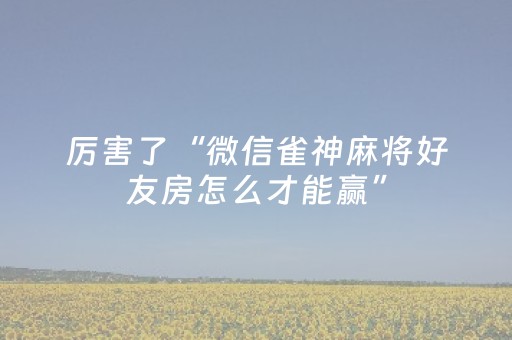 厉害了“微信雀神麻将好友房怎么才能赢”（开挂辅助器脚本)