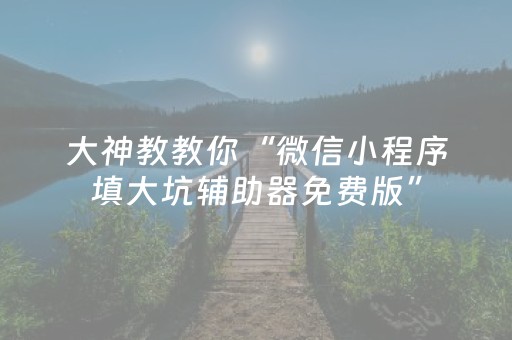 大神教教你“微信小程序填大坑辅助器免费版”（必赢神器)