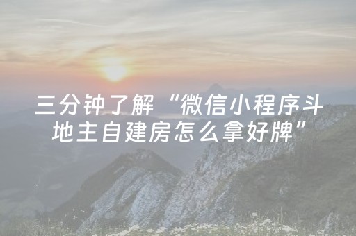 三分钟了解“微信小程序斗地主自建房怎么拿好牌”（开挂辅助器脚本)