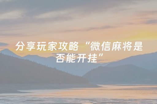 分享玩家攻略“微信麻将是否能开挂”（赢的技巧规律)