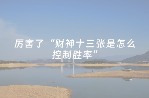厉害了“财神十三张是怎么控制胜率”（开挂辅助器脚本)