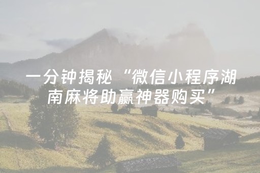 一分钟揭秘“微信小程序湖南麻将助赢神器购买”（充会员胜率高)