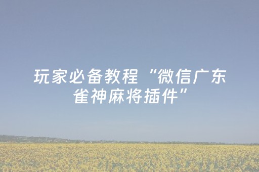 玩家必备教程“微信广东雀神麻将插件”（发牌有什么规律吗)