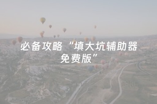 必备攻略“填大坑辅助器免费版”（AI辅助胡牌规则)