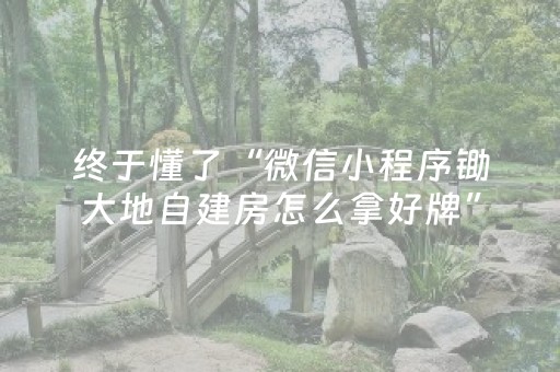 终于懂了“微信小程序锄大地自建房怎么拿好牌”（怎么能得到好牌)