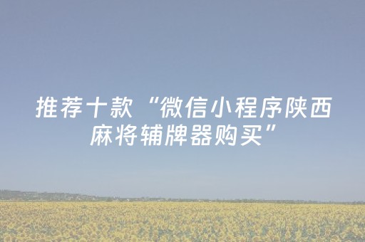 推荐十款“微信小程序陕西麻将辅牌器购买”（神器最新免费)