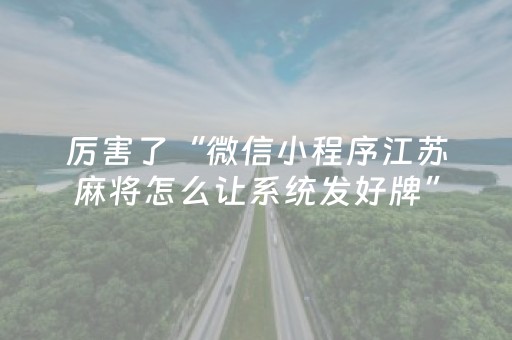 厉害了“微信小程序江苏麻将怎么让系统发好牌”（助赢神器)
